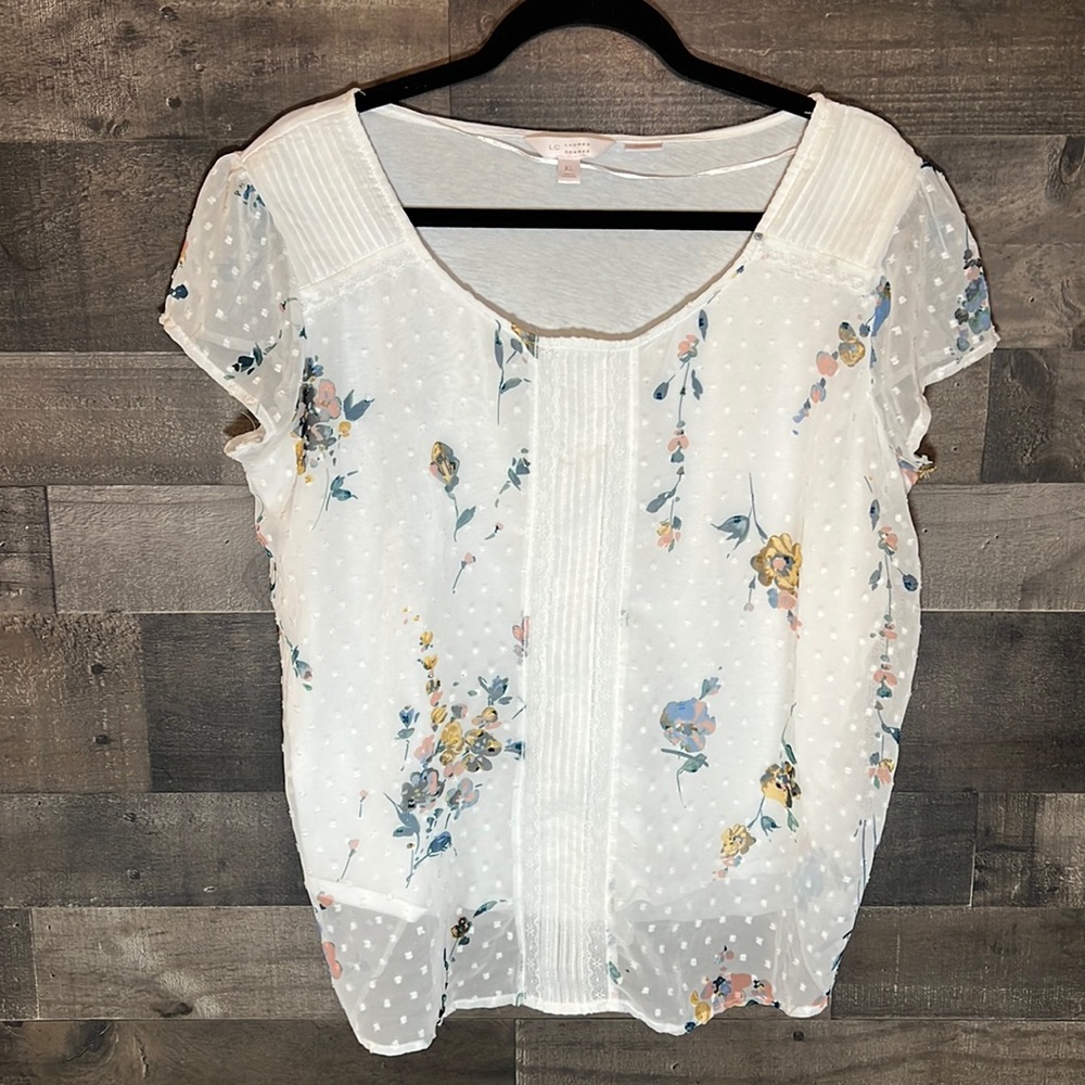 Lauren Conrad White With Butterfly Print Blouse